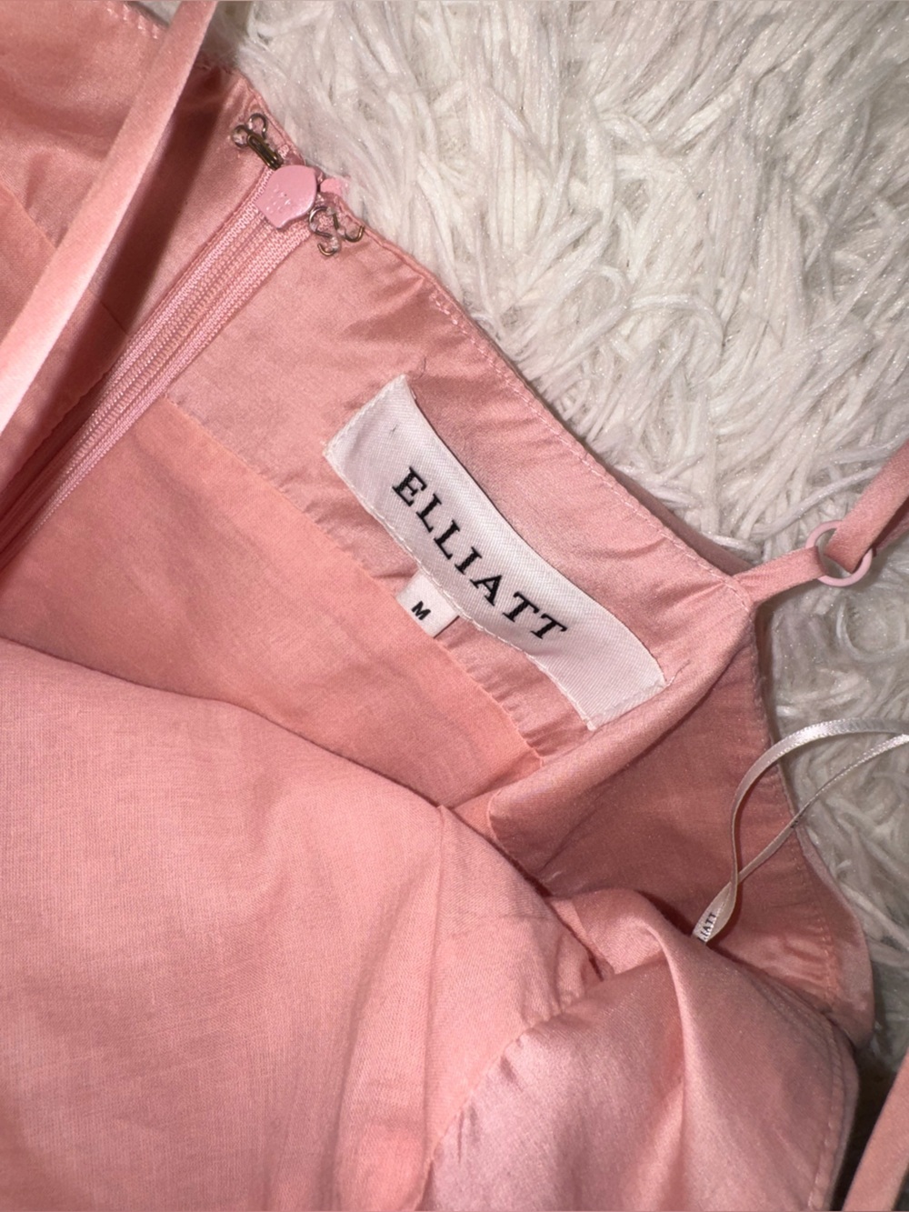NEW Elliatt Tilly Tiered Maxi Dress blush pale pink satin fabric Sz M - Picture 7 of 9